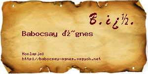Babocsay Ágnes névjegykártya